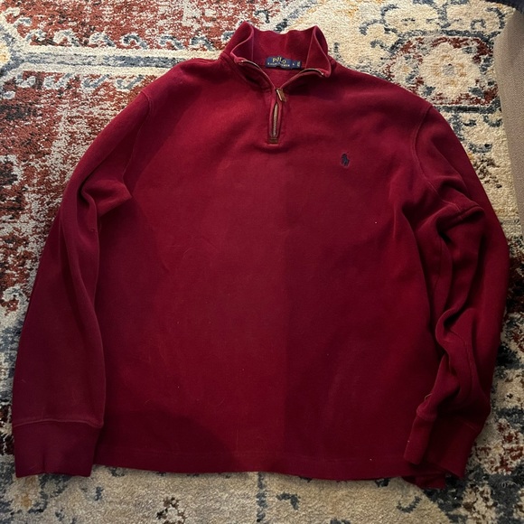 Large Burgundy Men’s Polo Quarter Zip Jacket - Picture 1 of 3